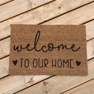 Handcrafted outdoor mat "Welcome to our Home", made with love :)